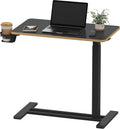 SANODESK 28''Pneumatic Adjustable Overbed Bedside Table with Hidden Casters by SANODESK