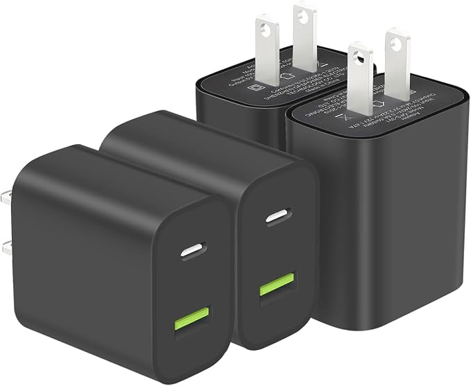 4 Pack USB C Charger Block, Dual Port Type C Wall Charger Fast Charging | 20W Power Adapter Cube for iPhone 14/14 Pro/14 Pro Max/14 Plus/13/12/11, XS/XR/X, iPad, Samsung, More by DENGWENQIANG