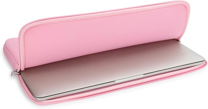 RAINYEAR 15.6 Inch Laptop Sleeve Soft Case with Accessories Pouch, Pink | Protective Case Padded Carrying Cover Zipper Computer Bag Compatible with 15.6 Inch Notebook Tablet Chromebook Laptop - Image 5