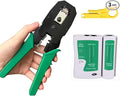 RJ45 Crimp Tool Kit Pass Thru Cat5 Cat5e Cat6 RJ45 Crimping Tool 1 Wire Punch Down Cutter and 1 Network Cable Tester RJ45 Crimp Tool Kit ethernet Crimping set by LinaLife