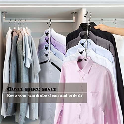 Hangers Space Saving Clothes Hanger 2 Packs | Non Slip Padded Coat Hanger 5 Layers Heavy Duty Stainless Steel Sweater Shirt Hanger Closet Storage Organizer - Image 5
