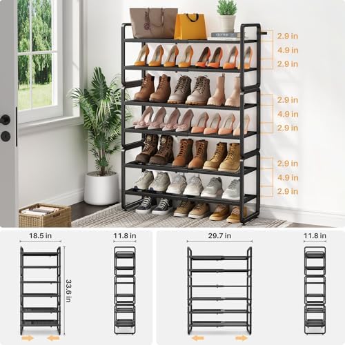 Expandable Metal Shoe Rack for Closet, Entryway & Garage, 6-Tier, Black | Adjustable Height for Boots, Stackable Design, Dense Mesh Shelves for Heels, Fits Small Spaces, Apartments and Rentals - Image 3