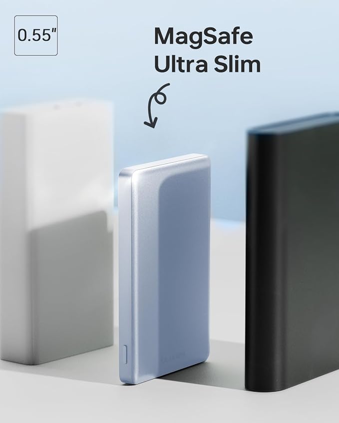 ULiXWH 10,000mAh for MagSafe Power Bank Ultra-Slim Metal-Alloy | Magnetic Wireless Charger with USB-C Cable, Fast Charging Portable Battery for iPhone 17 Pro Max/17 Pro/Air/16/15/14/13, Blue - Image 3