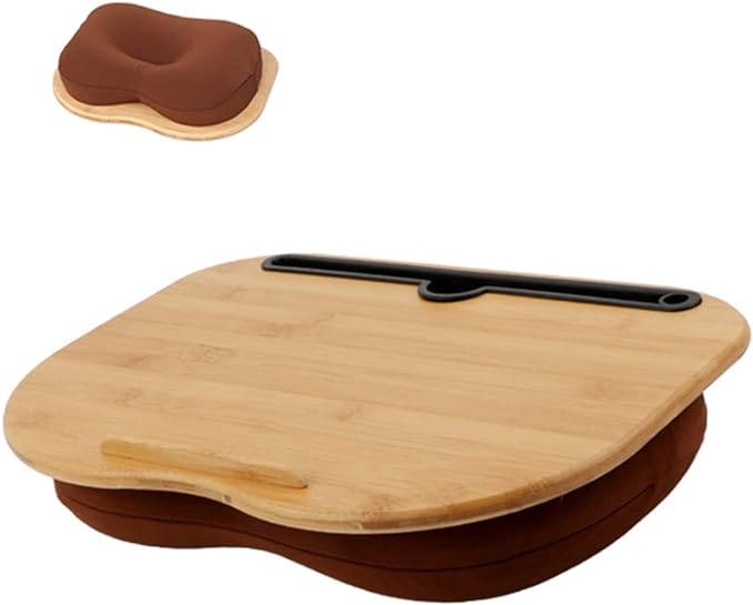 SUMISKY Lap Desk for 14" Laptops-Bamboo Laptop Desk with Cushion & Phone Holder, Portable Laptop Stand with Tray, 15x11 Inches by SUMISKY