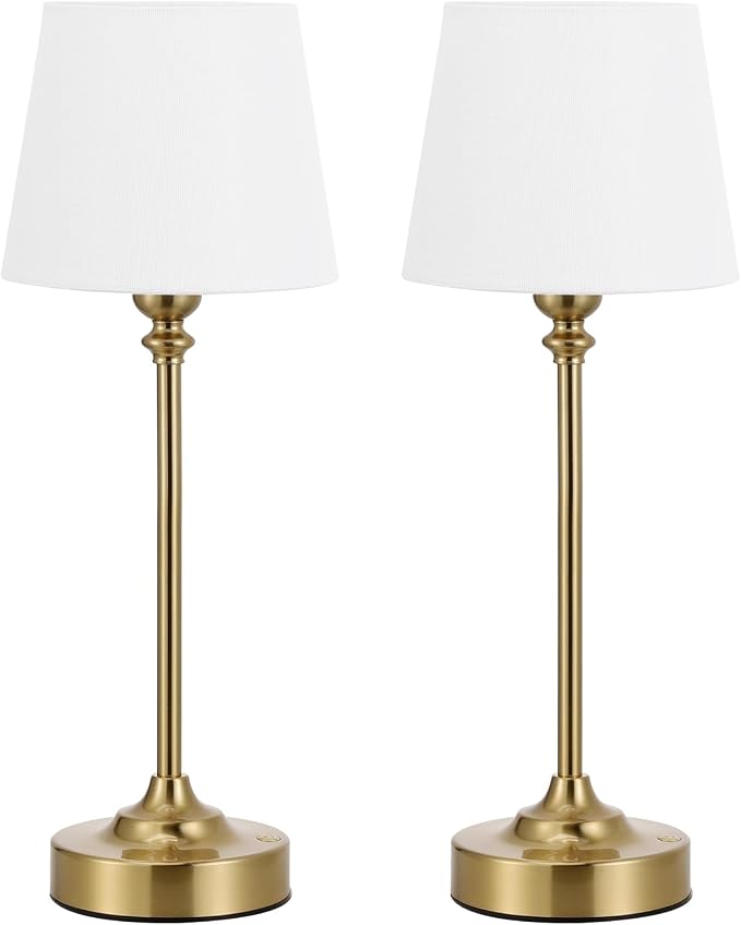 Kakanuo Cordless Table Lamps Rechargeable Set - 2 Pack Gold 4000mAH Battery Operated Lamps for Decor, 3000K Stepless Dimming Touch Wireless Lamp for Bedroom, Dining Table, Living Room, White Shade - Image 7