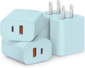 [4 Pack] USB C Charger Block Fast Charging Multiport Adpater [PD 20W USB-C & QC 3.0 USB-A Port] for iPhone 17/16/15/14/13/12/11/X/8, iPad, Galaxy, Google & More [Blue] by CXX