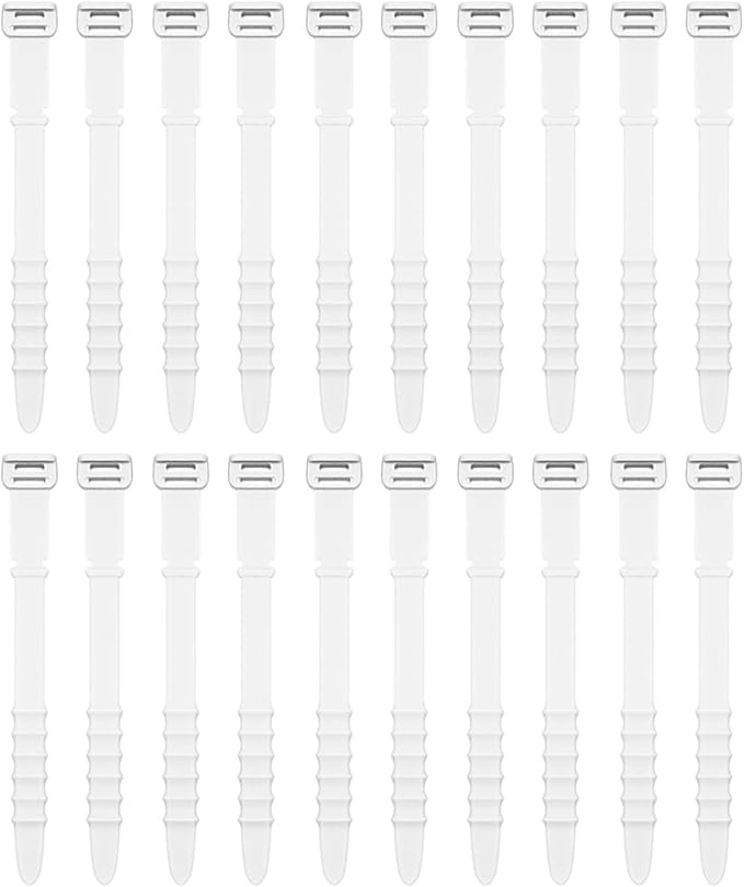 Silicone Zip Ties, Reusable Zip Ties, 20pcs Rubber Cable Ties Straps for Wire Management, Elastic Cable Organizer for Home Office Table Desk. White 4.5” Cord Ties (20 Pcs White) - Image 7