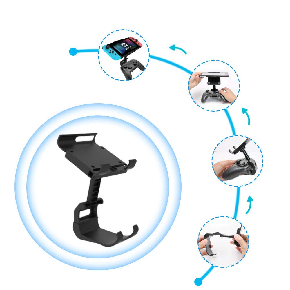 J&TOP Adjustable Mount Clip for Switch Official Pro Controller, The Original Pro Controller Clip Mount Compatible with Nintendo Switch/OLED/Lite,Black - Image 4