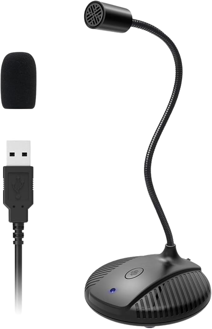 Gooseneck USB Microphone for PC - Plug & Play Computer Mic With Mute Button - Condenser Gaming Microphone - Omnidirectional USB by Goodscious