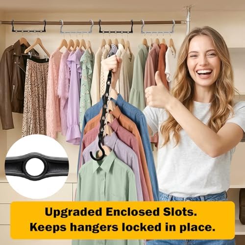 12 Pack College Dorm Room Essentials for Girls Guys, Closet Organizers | Closet Organizers and Storag, Stronger Space Saving Hangers Clothes Hanger, 5 Holes, Magic Home Organization - Image 4