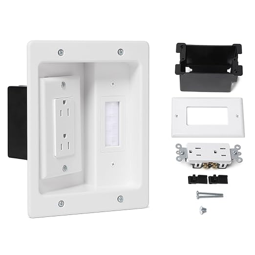 Wall Cable Concealer Management Kit, Recessed TV Outlet Box, in Wall TV Box Hidden Cable Connection Kit, Behind TV Outlet Box Recessed Wall Mount TV Box to Hide Power Cables and Low Voltage Wires by Unknown