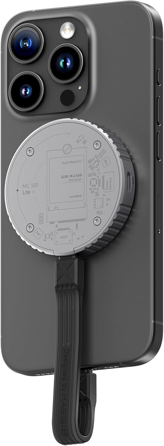 Hagibis Magnetic M.2 2230 NVMe SSD Enclosure with Magsafe for iPhone 17 16 15 Pro Max ProRes, USB C 3.2 10Gbps to NVMe Adapter, Aluminum External SSD Case for MacBook, iPad Pro, Android (MC100 Lite) - Image 2