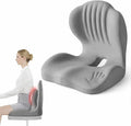 Ergonomic L-Shaped Memory Foam Seat Cushion with Lumbar Support, Designed to Help Relieve Tailbone, Coccyx & Lower Back Pain for Office,Truck, Car & Travel (Pure Gray) by AMAWIN