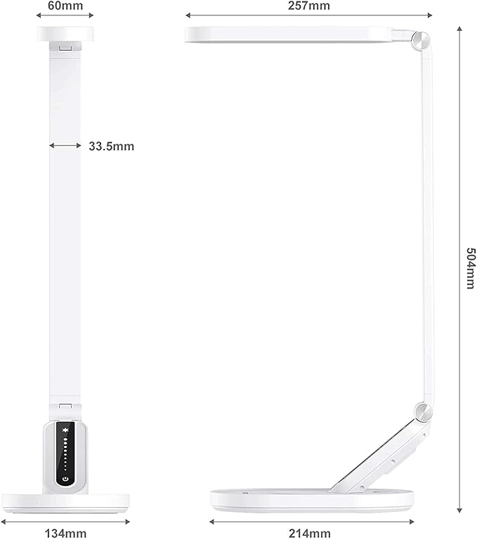 JKSWT Desk Lamp, for Eye Care, Dimmable Table Lamp with 5 Colour Modes, 72 LEDs with USB Charging Port, Touch Control and Memory Function, Office Lamp - Image 5