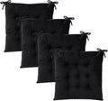 Set of 4 Chair Cushions for Dining Chairs with Ties, Indoor Non-Slip Kitchen Chair Pad and Dining Room Seat Cushion Mat for Office Living Room Outdoor 15.5" - Black by MissSoul