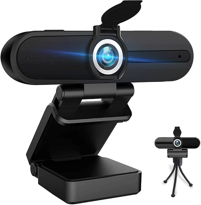4K Webcam with Microphone, 8MP Laptop PC Desktop Computer Web Camera, USB Webcams for Video Calling Recording Streaming Video Conference, Webcam with Tripod，Privacy Shutter by HZQDLN