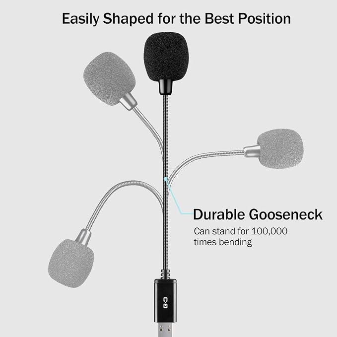 Mini USB Microphone for Laptop and Desktop Computer, with Gooseneck & Universal USB Sound Card, Compatible with PC and Mac, Plug & Play, Ideal Condenser Mic for Remote Work, Online Class | Universal USB Sound Card, Plug & Play, Flexible Gooseneck, Idea... - Image 4