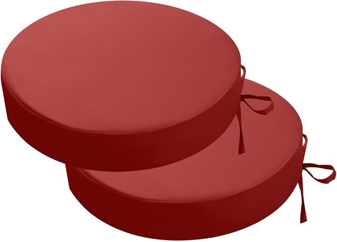 idee-home Outdoor Bistro Chair Cushions Set of 2 Think 15”x15”x 3” | Outdoor Round Seat Cushions with Ties, Waterproof Round Patio Furniture for Garden by idee-home