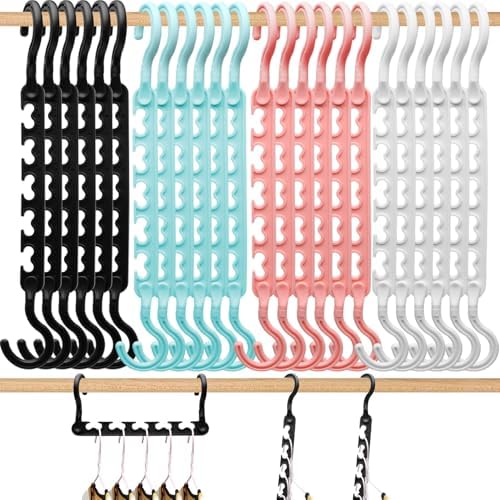 24-Pack-Closet-Organizers-and-Storage,Closet-Organizer-Hangers 5 Holes Hangers-Space-Saving for Heavy Clothes Wardrobe Closets,Dorm-Room-Essentials by HZZILEY