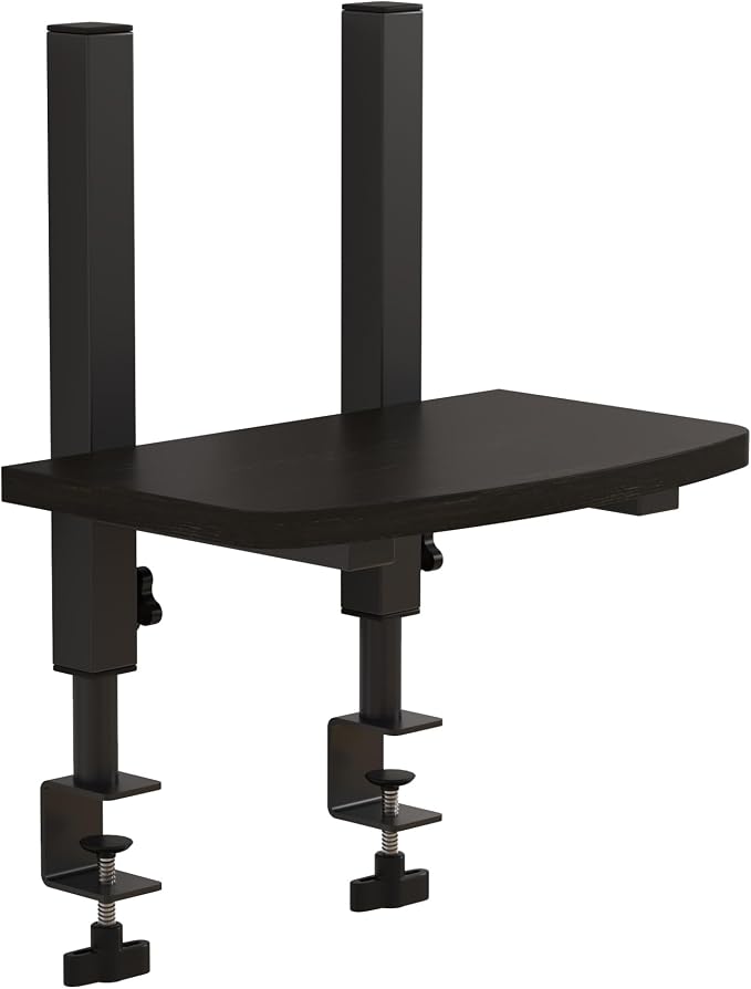 Adjustable Clamp-On Monitor Riser for Desk, Height Adjustable Monitor Stand with Space-Saving Design, Black MDF Shelf for Home Office, Workstation, and Study Setup (Black) by Unknown