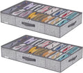 Onlyeasy Sturdy Under Bed Shoe Storage Organizers with Handles & Clear Window (16 to 32 Pairs) 2 Pack, Closet Shoes Containers Boxes for Kids & Adults, 37.7"x23.6"x5.9", Linen-like Grey, MXDUBS16P2 by Onlyeasy