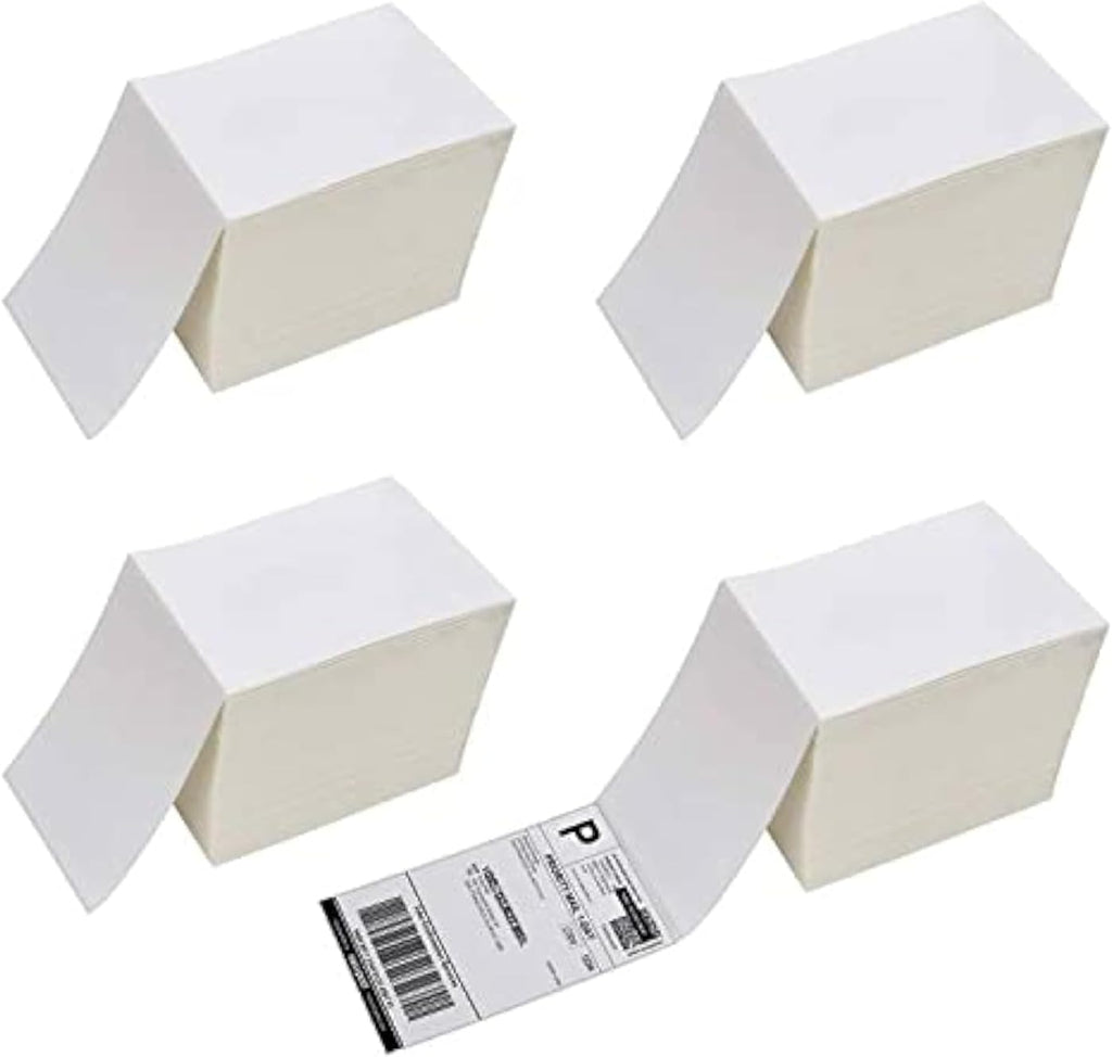 Immuson 4000 Fanfold 4 x 6 Direct Thermal Shipping Labels with Perforations, Permanent Adhesive, White Mailing Labels for Thermal Printer… (4000 Labels) by Immuson