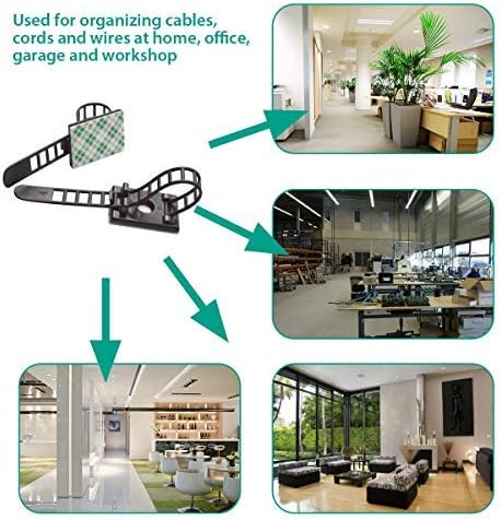 50 Pieces Cable Management Desk Wire Organizer Cable Ties Zip Ties Adhesive Cord Clips Cord Keeper Desk Wire Management | Versatile 50-pack for multiple desks, rooms, and workstations; adhesive-backed nylon straps adjust and release for reuse. - Image 4
