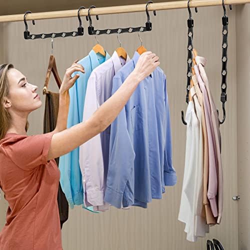 24 Pack Hangers Space Saving Magic Space Saver Smart Plastic Hangers Black | Clothes Hanger Organizer Closet Organizers and Storage for Closet Wardrobe Apartment College Dorm Room Essentials - Image 6