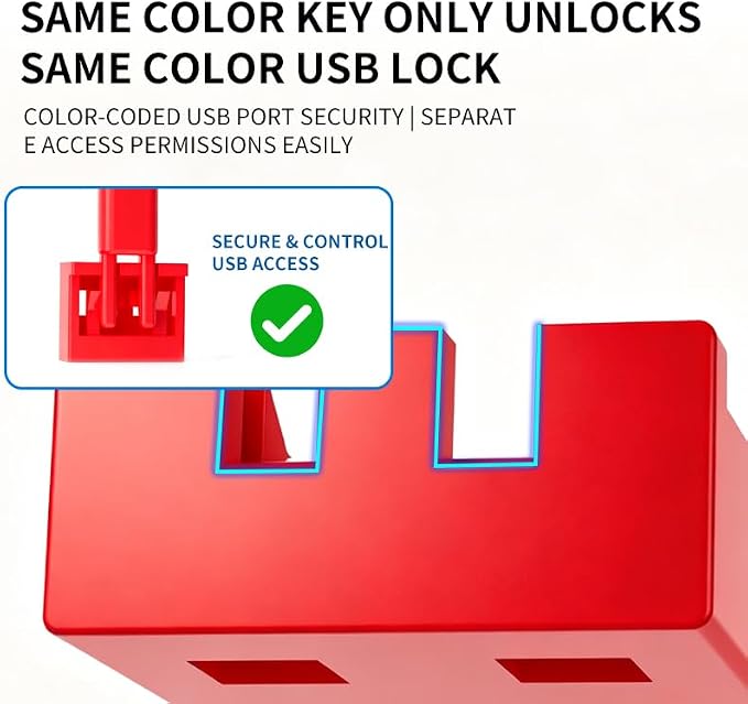 2026 New 100‑Pack USB‑A Color‑Coded Port Security Locks with 5 Keys (Red) - Image 5
