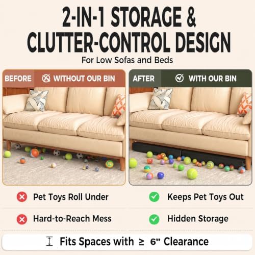 Fokyfok 2 Pack Under Bed Storage with Wheels 6 inch Height | Metal Frame,Lid,Rolling Slim Under Bed Drawers for Shoes,Clothes,Shallow Underbed Storage,Under Couch Storage,Black - Image 5