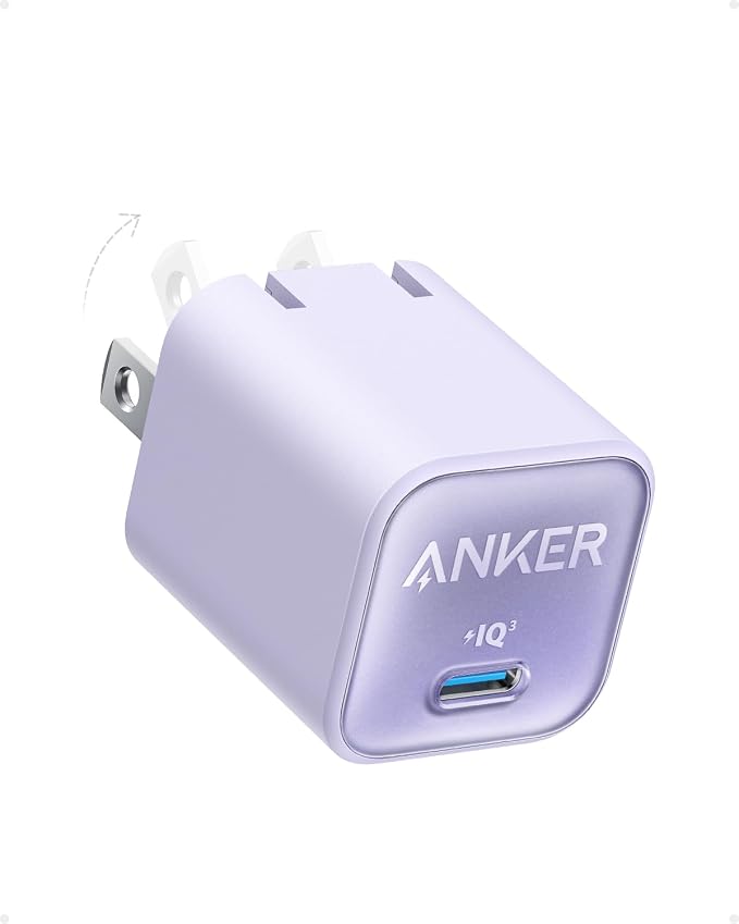 Anker Nano Phone Charger, 30W Portble and Foldable USB C GaN Charger | For iPhone 17/17 Plus/17 Pro Max/16/16 Plus/16 Pro Max/15 Pro Max, Galaxy, iPad, and MagSafe-Compatible Accessories by Unknown
