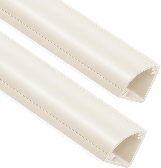 ZhiYo 15ft Corner Cable Hider for 3-5 Cords, Wall & Floor Cord Hider Beige | Self-Adhesive Cable Concealer, 5 Pack (3ft Each), Quarter Round Cable Management Raceway for Baseboards & Ceiling Corners by ZhiYo