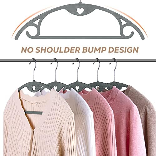 Plastic Hangers Grey Clothes Hanger 30 Pack | No Shoulder Bumps, 360°Swivel Hook, Thin, Space Saving for Closet, Fit for Suits Pants Heavy Duty Adult Coat Shirt Dress - Image 3