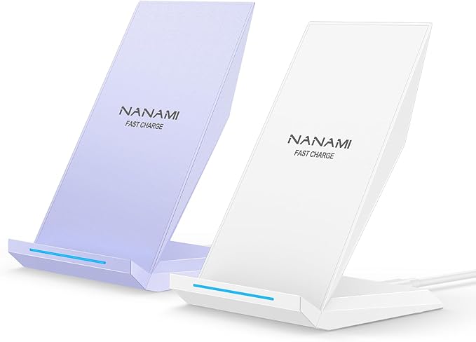 NANAMI Fast Wireless Charger 2 Pack, Desktop Wireless Charging Stand | Compatible with iPhone 17/17 Air/16/15/14/13, Phone Charger Dock for Samsung Galaxy S26/S25/S24/S23/S22/S21, Pixel 8/7 by NANAMI
