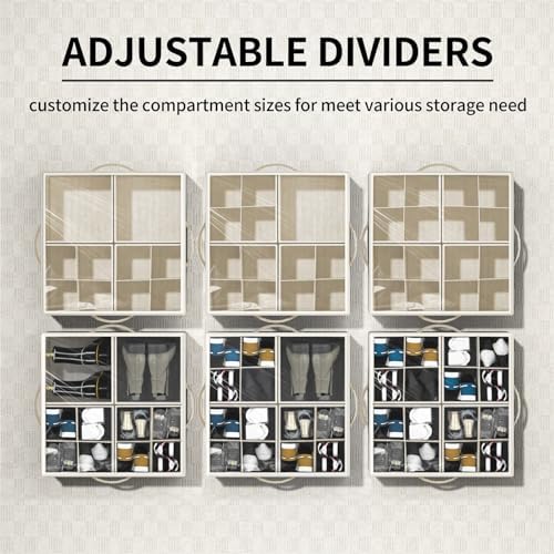 Shoe Organizer for Closet, Foldable Shoe Storage with Adjustable Dividers | Fabric Shoe Storage Organizer Box Bin with Adjustable Dividers and Clear Cover, Fits up to 16-32 Pairs - Image 2