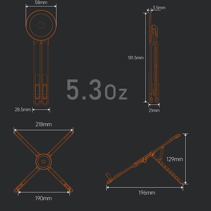 4-in-1 Foldable Laptop Stand, Portable Magnetic Phone Holder | N55 Magnets MagSafe Compatible, Pocket-Sized Tripod Handle for MacBook, iPad, Travel & Vlog, Adjustable Ergonomic View Mount - Image 9