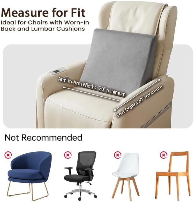 Vekkia Lumbar Support Pillow for Recliner,Ergonomic Back Support for Couch | Backrest Pillow, Improve Posture, Relieve Back Pain for Long Sitting & Elderly, for Armchair & Sofa, Removable Cover,Gray - Image 4