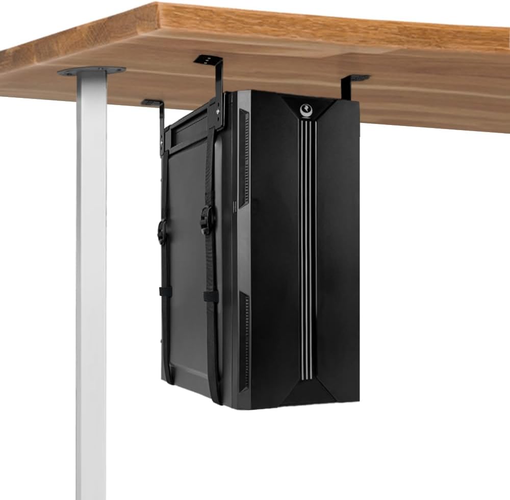 Under Desk PC Mount, Black, Fixed by FEYRUN