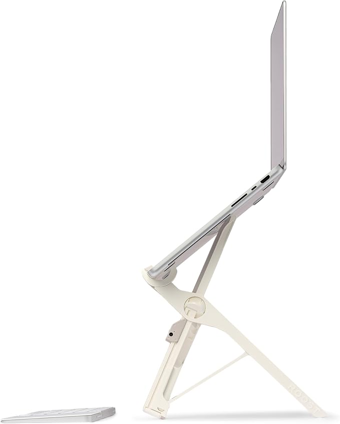 Roost V3 Plus - Ultra Portable and Adjustable Laptop Stand - Quick-Release Height Adjustment, 5 to 14 inch Screen Lift, Patented Rigid Folding Structure and Self-Adjustings Laptop Grips | Dune Color by Roost+Industries+Corp.+%28RP10N%29