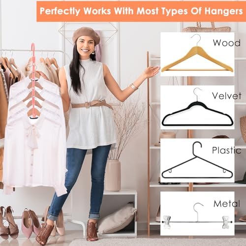 Closet Organizers and Storage, Magic Space Saving Hangers for 60 Heavy Clothes, College Dorm Room Essentials, Sturdy 360° Swivel Hooks Cascading Hanger, Bedroom Home Organization Essentials, 12 Pack - Image 7