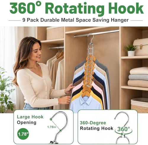 Space Saving Hangers 36-Hole Heavy Duty for Closet Organizers and Storage | Wide Slot Closet Space Saver, 360° Swivel Hook, Cascading Design for Wardrobe, Apartment, RV Storage, College Dorm Essentials - Image 4