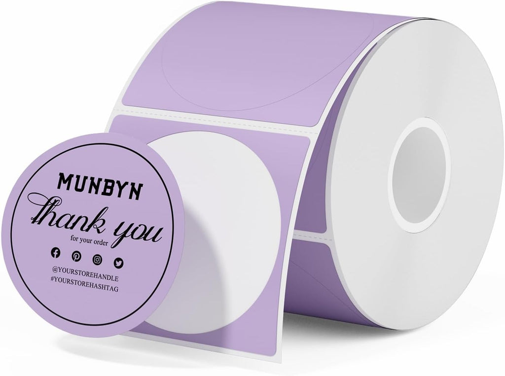 MUNBYN 2 Inch Purple Circle Thermal Labels for Business, 750 Sheets/1 Roll by MUNBYN