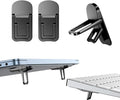 2PCS Zinc Alloy Mini Foldable Laptop Stand, Portable Computer Keyboard Riser with 2 Adjustable Angles, Self-Adhesive Invisible Notebook Stand and Keyboard Lift for Desk (Black) by Unknown