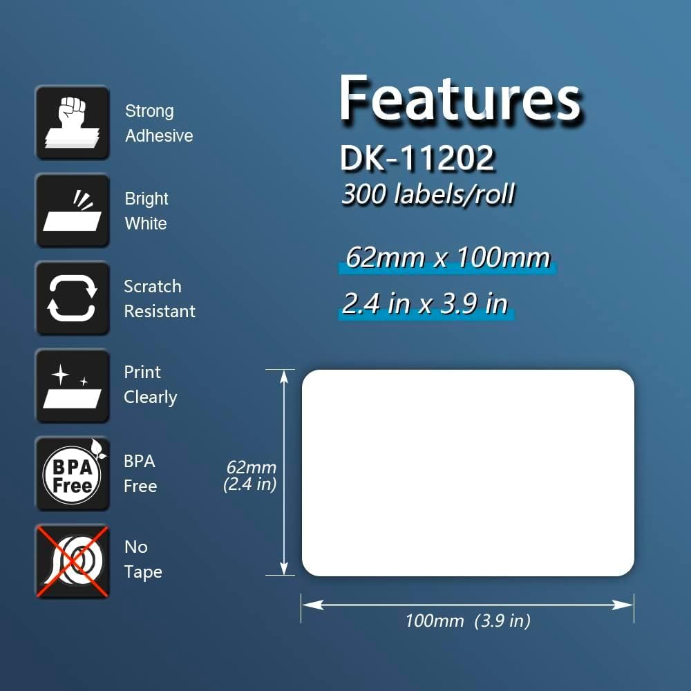 BETCKEY Replace for Brother DK-1202 (2.4 x 3.9 in) Shipping Labels[10 Roll] - Image 2