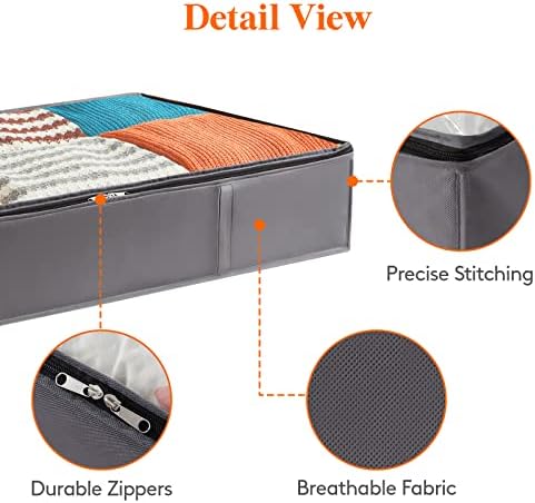 Lifewit 6 Packs Under Bed Storage Containers, Large Capacity Blanket Storage Bags with Reinforced Handles, Organization and Storage for Clothes, Sheets, Towels, Bedroom, Closet, College Dorm, Grey - Image 4