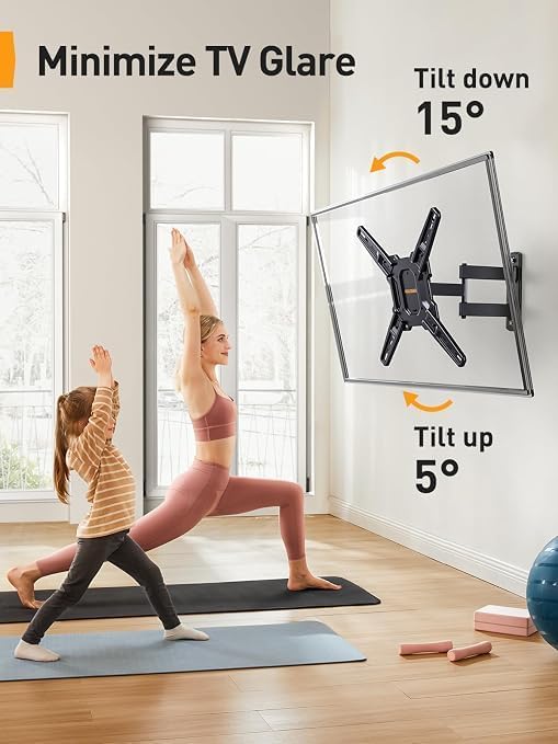 Perlegear Full Motion TV Wall Mount for 26–65 inch TVs up to 82 lbs | Max VESA 400x400mm, Heavy-duty Wall Mount TV Bracket with Articulating Arms, Tool-Free Tilt, Swivel, Extension, PGMF3 - Image 5