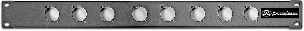 AxcessAbles 8 Port 1U D-Series Rack Panel for 19 Inch AV & Audio Racks – Punch-Out XLR Patch Panel Compatible with XLR Speakon HDMI Ethercon Neutrik Connectors – Metal Rack Mount Component Panel by AXA AXCESSABLES