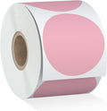 Misofuki 350 Pcs 3 inch Pink Round Thermal Sticker Labels Roll Used with Zebra, Rollo, MUNBYN, Self-Adhesive Circle Multipurpose Direct Thermal Labels for DIY Logo Design, QR Code, Inventory Stickers by Misofuki