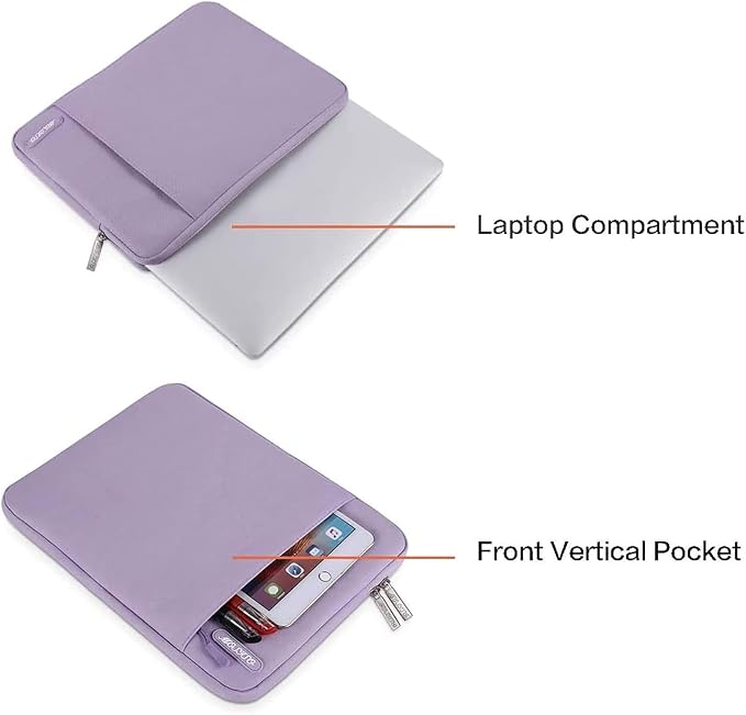 MOSISO Laptop Case 15 inch, Laptop Sleeve Bag with Pocket | Compatible with MacBook Air 15 inch M5 M4 M3 M2 2026-2023, Dell XPS, Polyester Vertical Computer Bag, Purple - Image 4