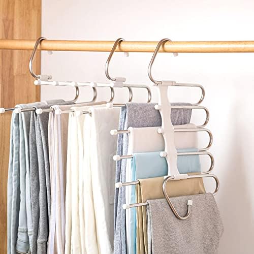 Upgrade Azeroth Pants Hangers 4 Pack Space Saving S-Type Stainless Steel Clothes Pants Hangers,Anti-Slip Design,Clothes Closet Storage Organizer for Pants Jeans Trousers Skirts Scarf by Kalimdor